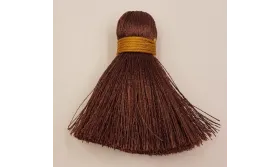 Pompón 60mm*15mm Marrón oscuro y cordón mostaza /Cuentas de  Tela 