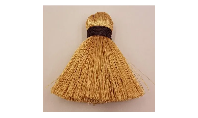 Pompón 60mm*15mm Beige y cordón Marrón /Cuentas de  Tela 