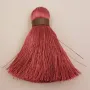 Pompón60mm*15mm rojizo y cordón Marrón claro /Cuentas de  Tela 