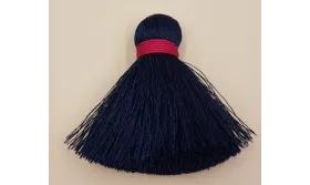 Pompón60mm*15mm Azul marino y cordón Fuxia /Cuentas de  Tela 