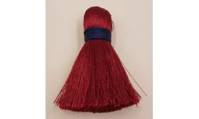 Pompón60mm*15mm granate y cordón Azul oscuro /Cuentas de  Tela 