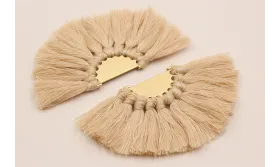 Semidisco de pompones 100*50mm  Dorado Beige /Cuentas de  Tela 