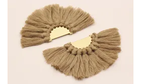 Semidisco de pompones 100*50mm  Dorado Marrón /Cuentas de  Tela 