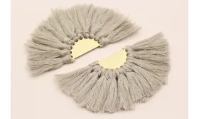 Semidisco de pompones 100*50mm  Dorado Gris /Cuentas de  Tela 