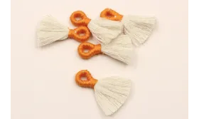 Fleco 35mm blanco y  naranja /Cuentas de  Tela 