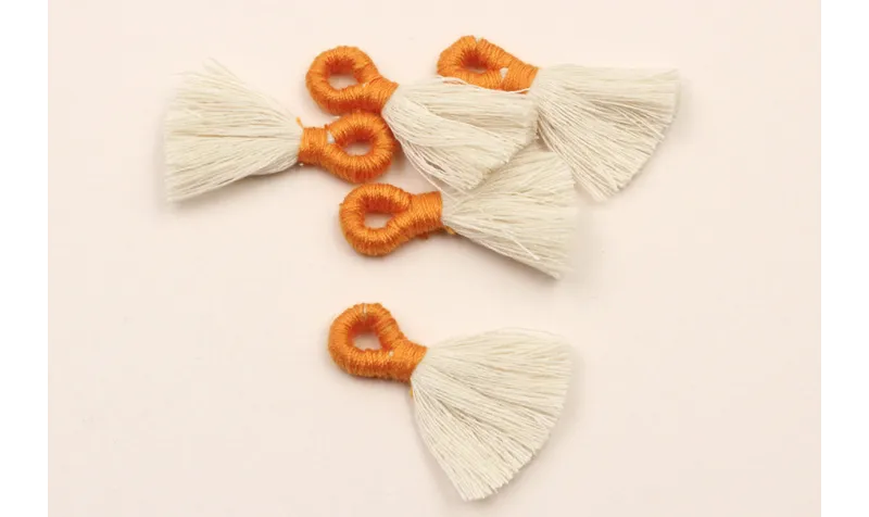 Fleco 35mm blanco y  naranja /Cuentas de  Tela 