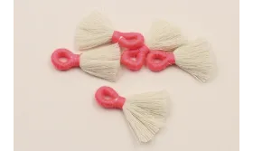 Fleco 35mm blanco y Fuxia /Cuentas de  Tela 