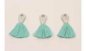 Fleco 35mm blanco y verde Turquesa /Cuentas de  Tela 