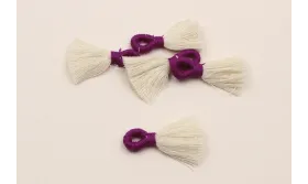 Fleco 35mm blanco y  morado /Cuentas de  Tela 
