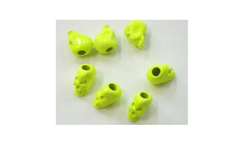 Calavera Metálica Fluor 10*10*6 Amarillo Fluor / Cuentas Metálicas de Latón / Zamak