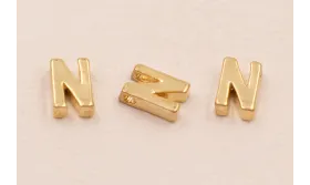Letra N 7*6*2 Oro / Cuentas Metálicas de Latón / Zamak