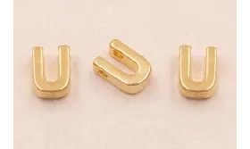 Letra U 7*6*2 Oro / Cuentas Metálicas de Latón / Zamak