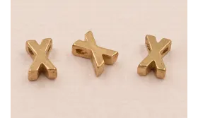 Letra X 7*6*2 Oro / Cuentas Metálicas de Latón / Zamak