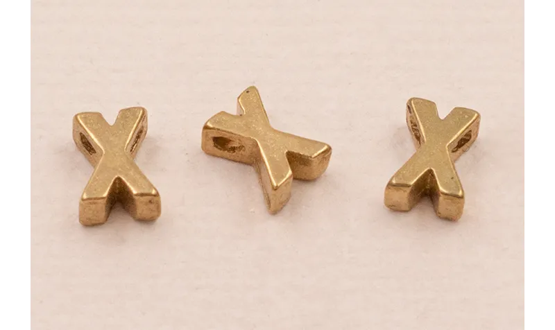 Letra X 7*6*2 Oro / Cuentas Metálicas de Latón / Zamak