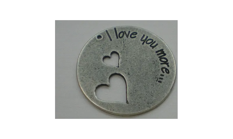 Chapita corazones 30mm Plata Vieja / Cuentas Metálicas de Latón / Zamak