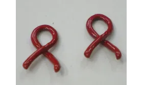 Lazo pintado Rojo 15*10mm / Cuentas Metálicas de Latón / Zamak