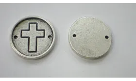 Chapa CRUZ 22*1,5mm Plata Vieja / Cuentas Metálicas de Latón / Zamak