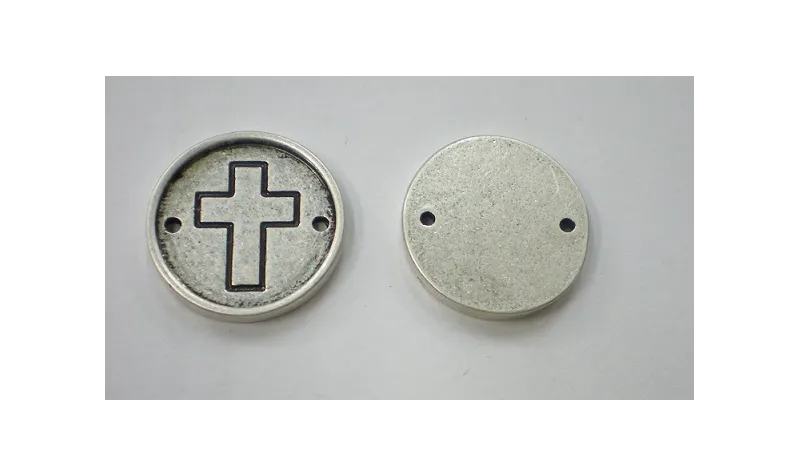Chapa CRUZ 22*1,5mm Plata Vieja / Cuentas Metálicas de Latón / Zamak
