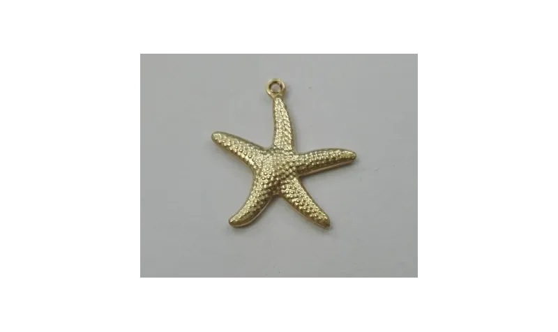 Colgante Estrella de Mar 20mm diametro Dorada / Cuentas Metálicas de Latón / Zamak