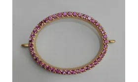 Aro grande Microbrillos 27*21mm Rosa / Cuentas Metálicas de Latón / Zamak