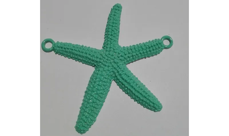 Estrella de Mar esmaltada verde Turquesa 70mm / Cuentas Metálicas de Latón / Zamak