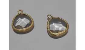 Colgante 11*11 Oro Mate Cristal / Cuentas Metálicas de Latón / Zamak