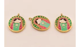 Colgante Virgen A.INOXIDABLE esmaltada 20*14mm / Cuentas Metálicas de Acero Inoxidable