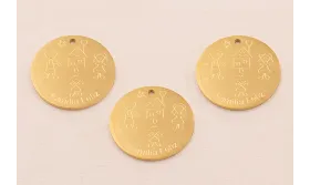 Chapa ACERO INOXIDABLE Dorada Familia Feliz 25mm / Cuentas Metálicas de Acero Inoxidable