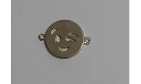 Emoticono guiño doble anilla 12mm Dorado / Cuentas Metálicas de Latón / Zamak