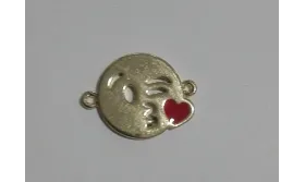 Emoticono Beso doble anilla 12mm Dorado / Cuentas Metálicas de Latón / Zamak