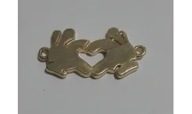 Emoticono Corazón 14*8mm dobre anilla dorado / Cuentas Metálicas de Latón / Zamak