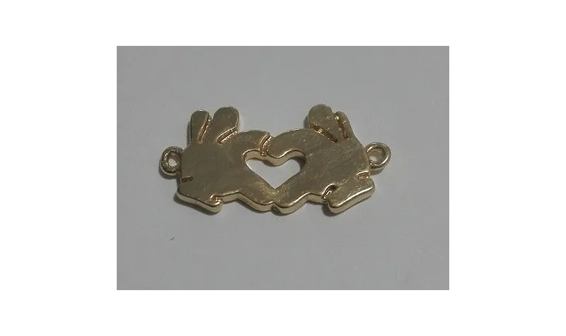 Emoticono Corazón 14*8mm dobre anilla dorado / Cuentas Metálicas de Latón / Zamak