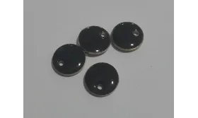 Disco esmaltado 8mm Negro / Cuentas Metálicas de Latón / Zamak