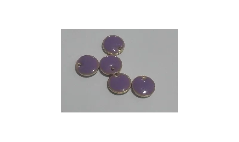 Disco esmaltado 8mm Morado / Cuentas Metálicas de Latón / Zamak