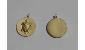 Chapa 11mm Oro Mate Tortuga relieve / Cuentas Metálicas de Latón / Zamak