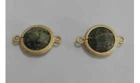 Disco Jade 11mm doble agujero Verde / Cuentas Metálicas de Latón / Zamak