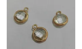 Disco 9mm tranparente con Metal Oro Mate / Cuentas Metálicas de Latón / Zamak