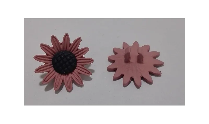 Flor esmaltada de 20mm Rosa / Cuentas Metálicas de Latón / Zamak