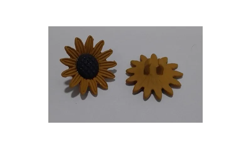 Flor esmaltada de 20mm  Mostaza / Cuentas Metálicas de Latón / Zamak