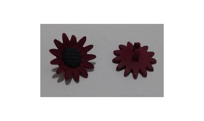 Flor esmaltada de 20mm granate / Cuentas Metálicas de Latón / Zamak