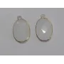 Pieza Ovalo cristal con metal 18*13mm blanco opal / Cuentas Metálicas de Latón / Zamak