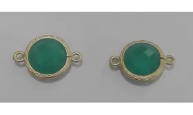 Pieza ORO doble aro Cristal 11*16mm verde Opal / Cuentas Metálicas de Latón / Zamak