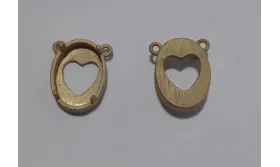 Cabujón corazón 11.7*9.1 oro mate / Cuentas Metálicas de Latón / Zamak