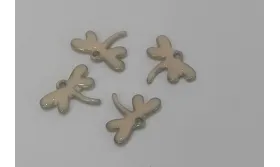Libélula esmaltada 11*10mm Rosa / Cuentas Metálicas de Latón / Zamak