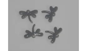 Libélula esmaltada 11*10mm Gris / Cuentas Metálicas de Latón / Zamak