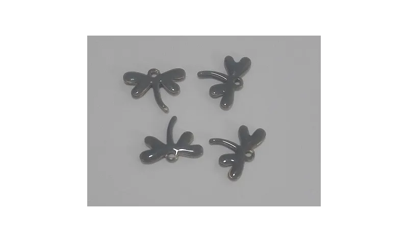 Libélula esmaltada 11*10mm Gris / Cuentas Metálicas de Latón / Zamak