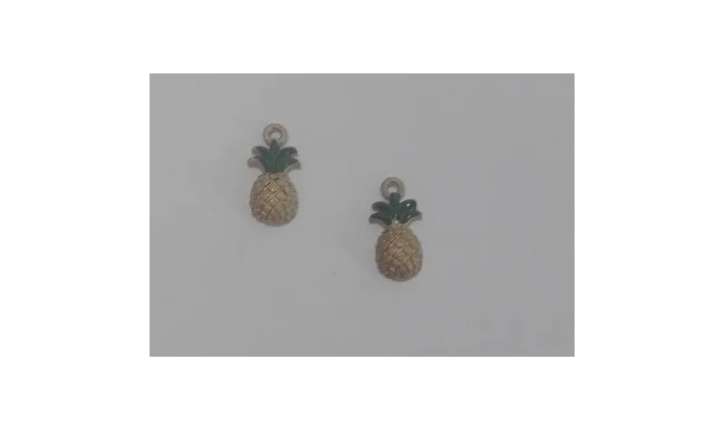 Piña 14*6.8 ver+oro mate / Cuentas Metálicas de Latón / Zamak