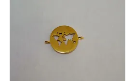 Cuenta Mapamundi A. Inoxidable 10mm - doble anilla / Cuentas Metálicas de Acero Inoxidable