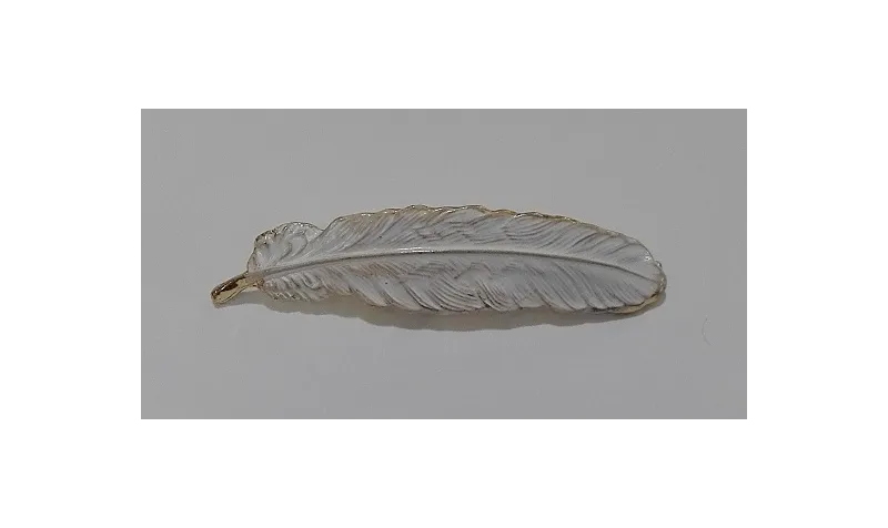 Pluma 12*5mm oro+banco / Cuentas Metálicas de Latón / Zamak