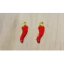 Colgante Pimiento 14mm Rojo +Oro / Cuentas Metálicas de Latón / Zamak